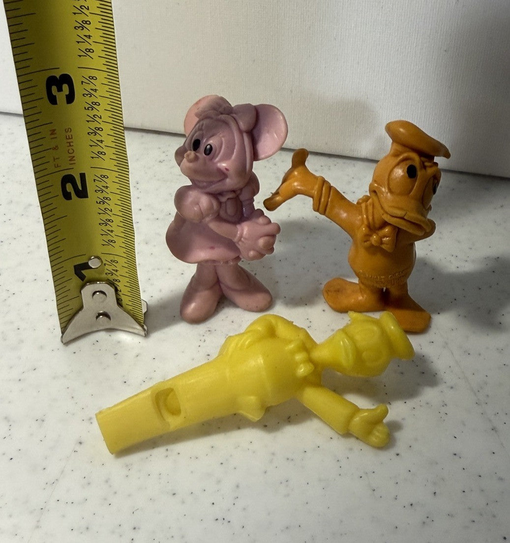 Vintage Disney Cereal Premium Toy Lot Minnie Donald Whistle Figures 1960s