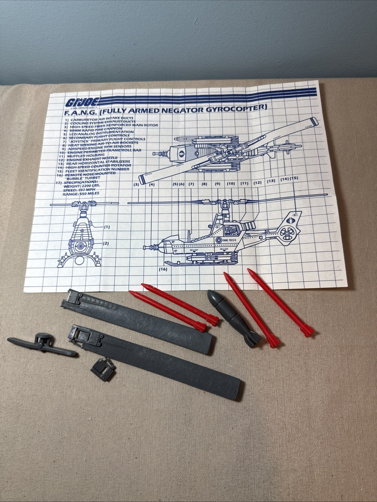 Vintage GI Joe Blueprint Lot RAM & FANG Vehicle Parts Instructions ARAH
