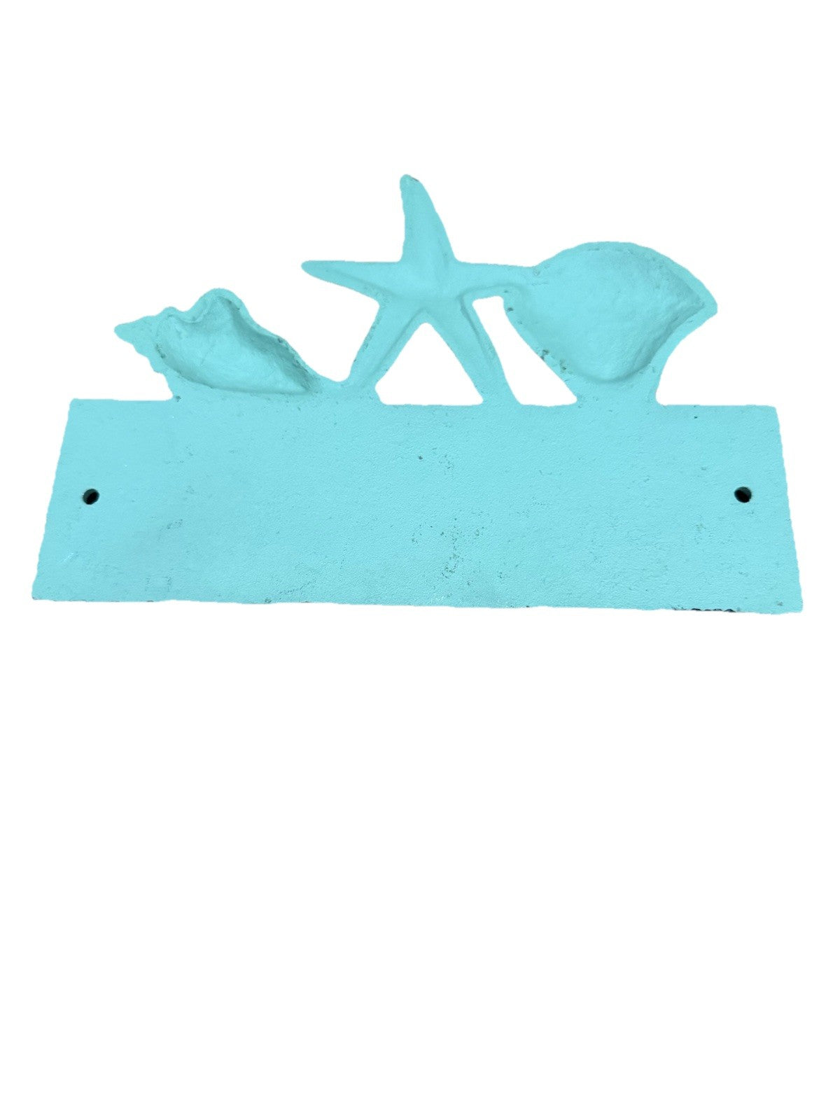 Heavy Cast Iron Coastal Welcome Plaque Aqua Green Blue Nautical Decor