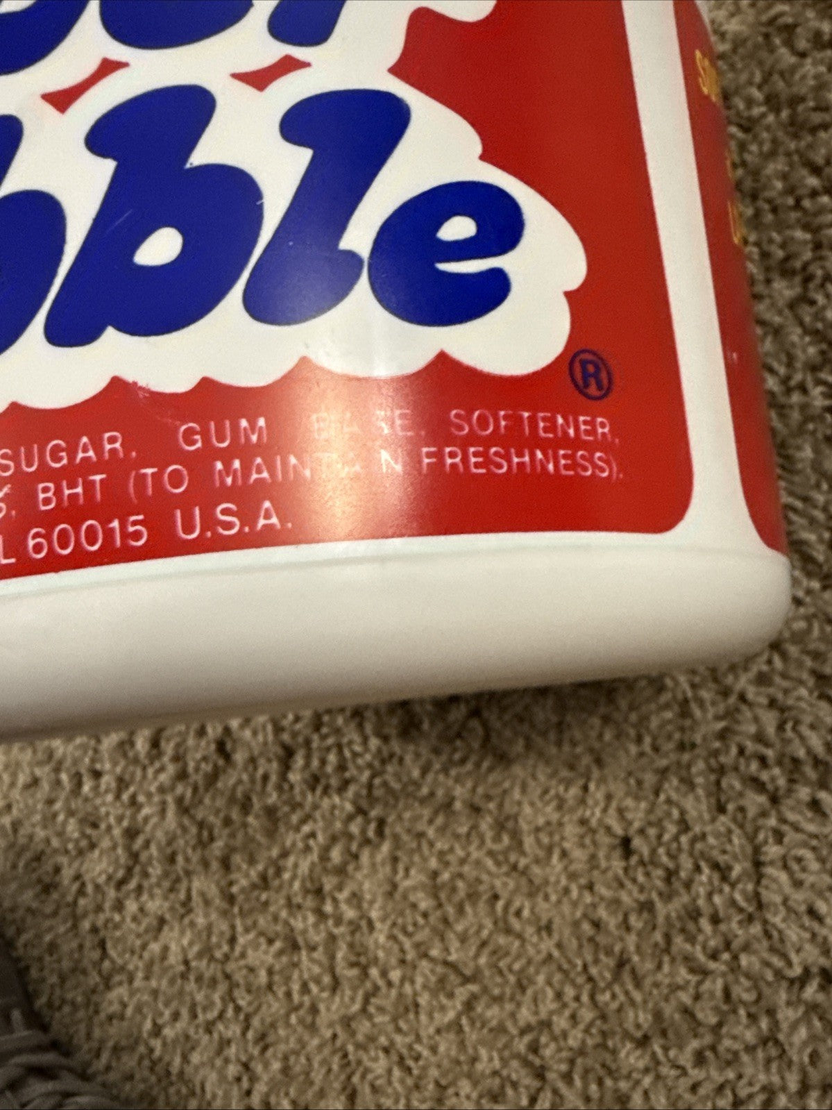 Vintage 1980s Super Bubble Gum Bucket Candy Advertising EMPTY 8.5”x8.5”x7.25”