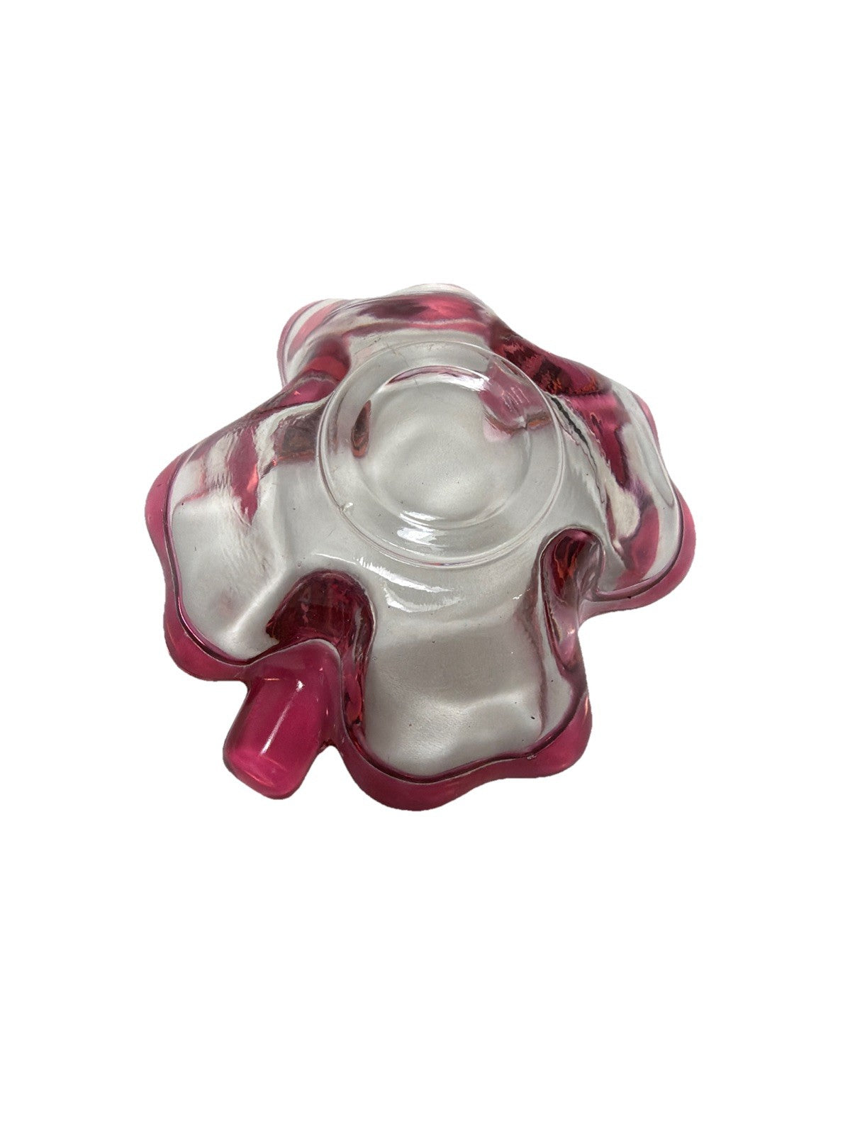 Vintage Pink Glass Four Leaf Clover Candy Dish Trinket Bowl 4”