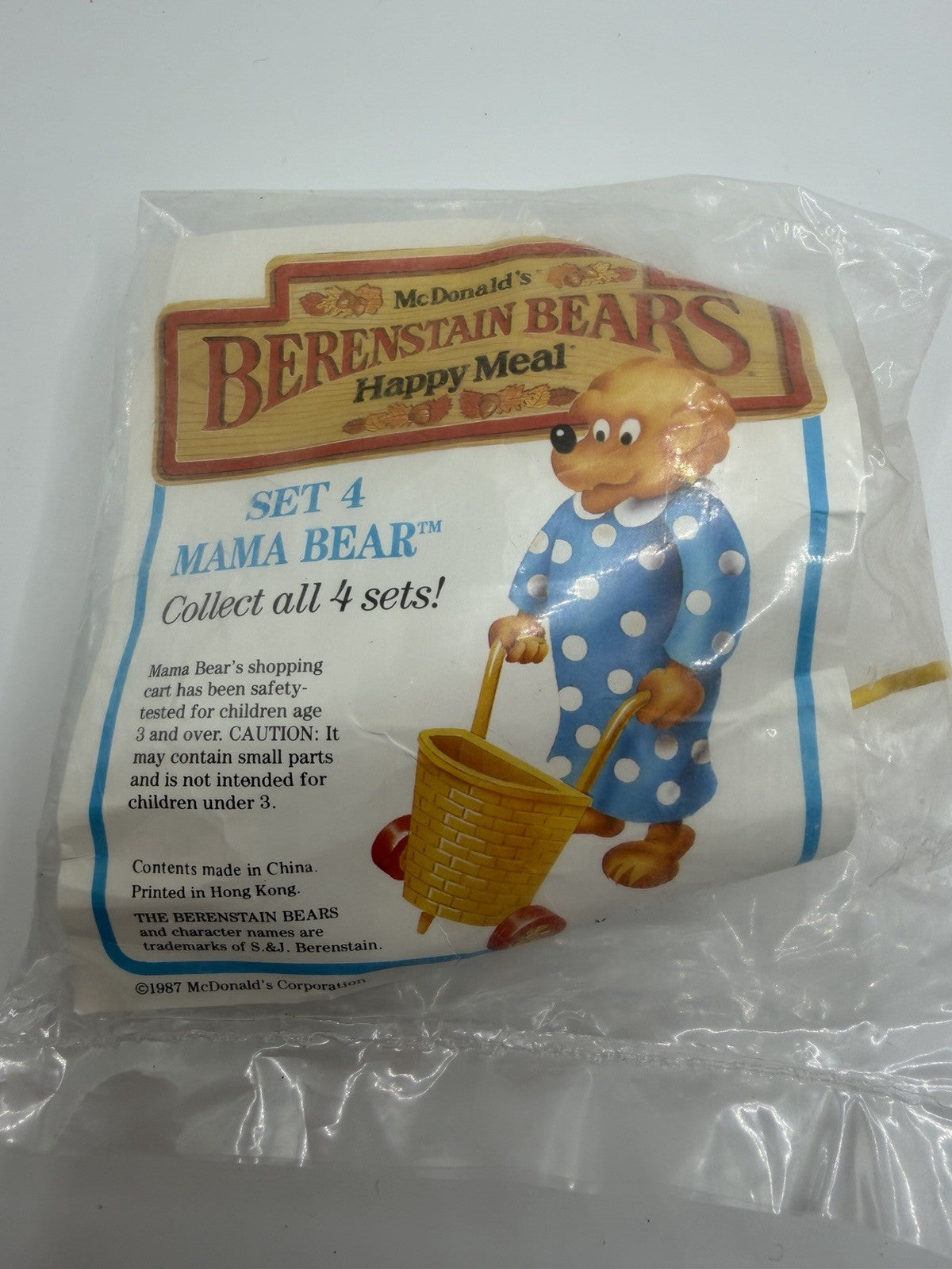 Vintage Berenstain Bears McDonalds Happy Meal Figures Shopping Cart Toy Set 1987