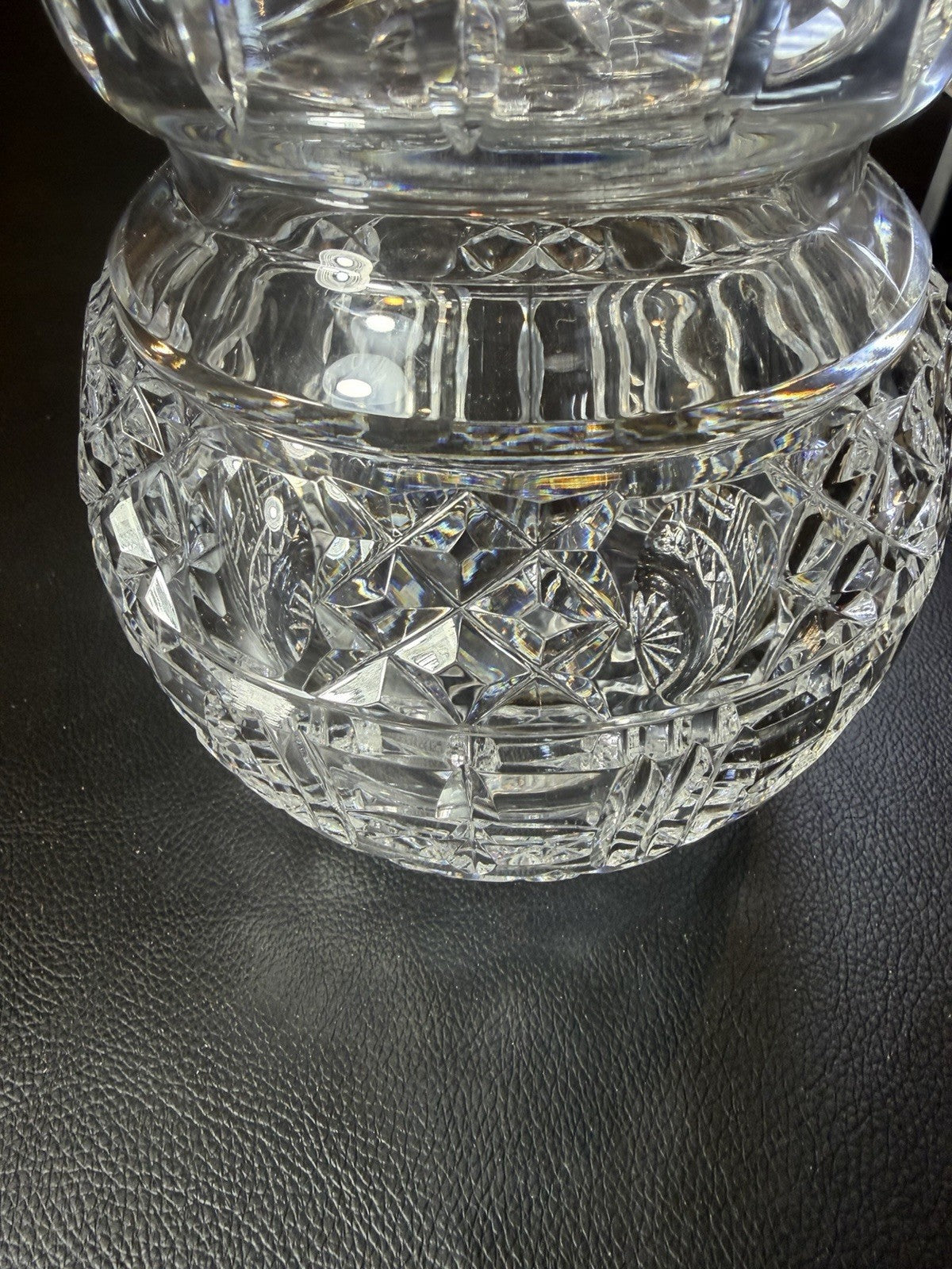 Vintage Heavy Cut Crystal Candy Apothecary Jar Lid Diamond Fan Pattern 6"