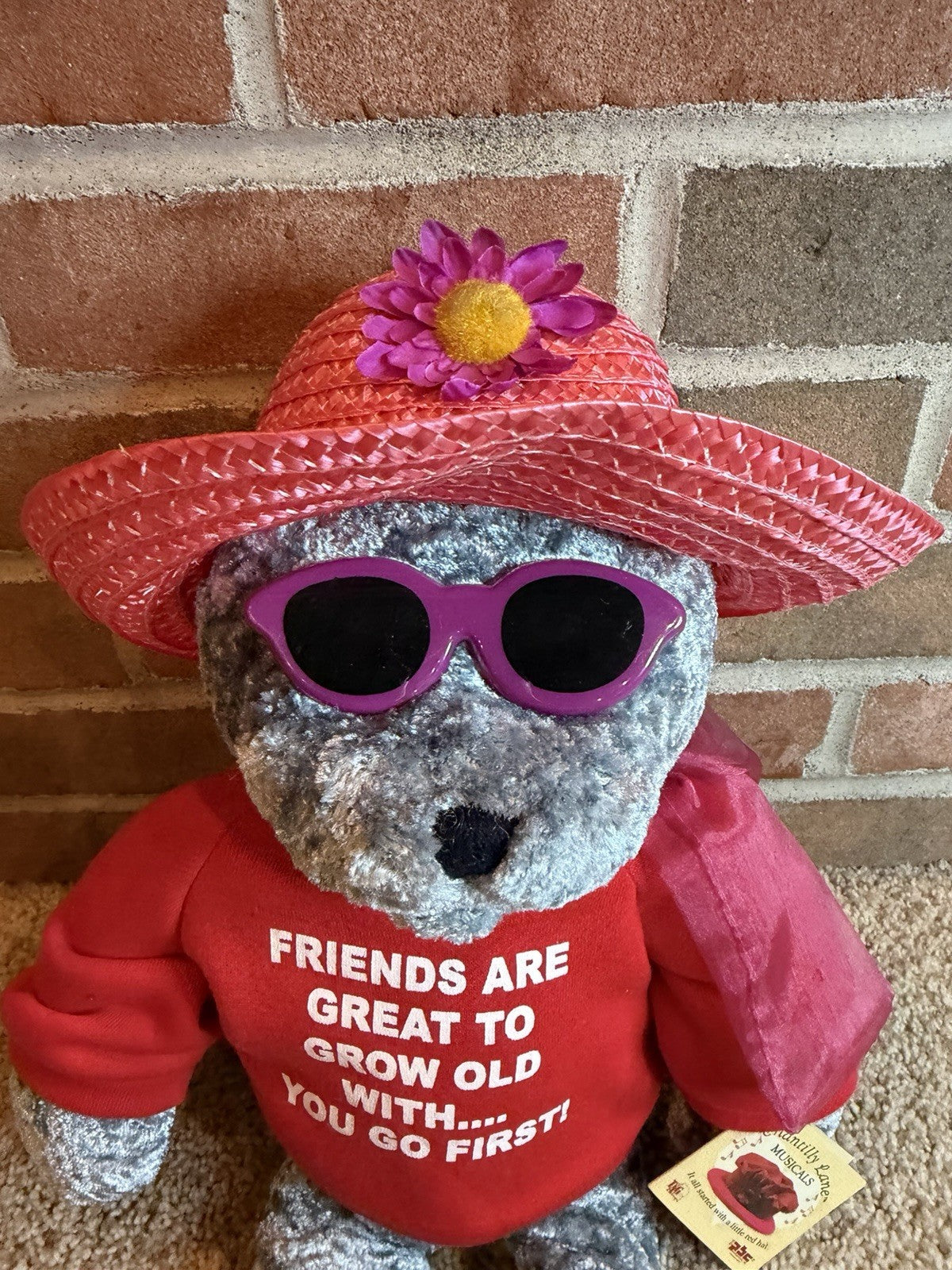 Chantilly Lane Musical Bear Friends Are Great To Grow Old Sunglasses Plush Works