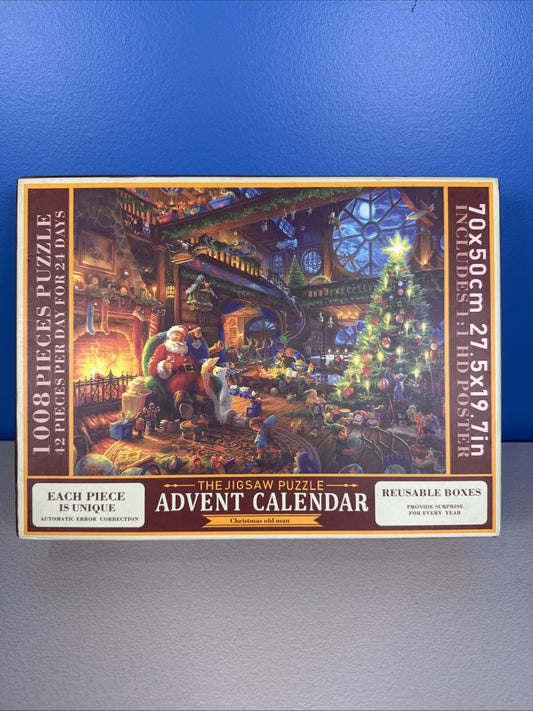 Christmas Jigsaw Puzzle 1008 Pieces Advent Calendar Old Man 5 x 19 HD Poster Art