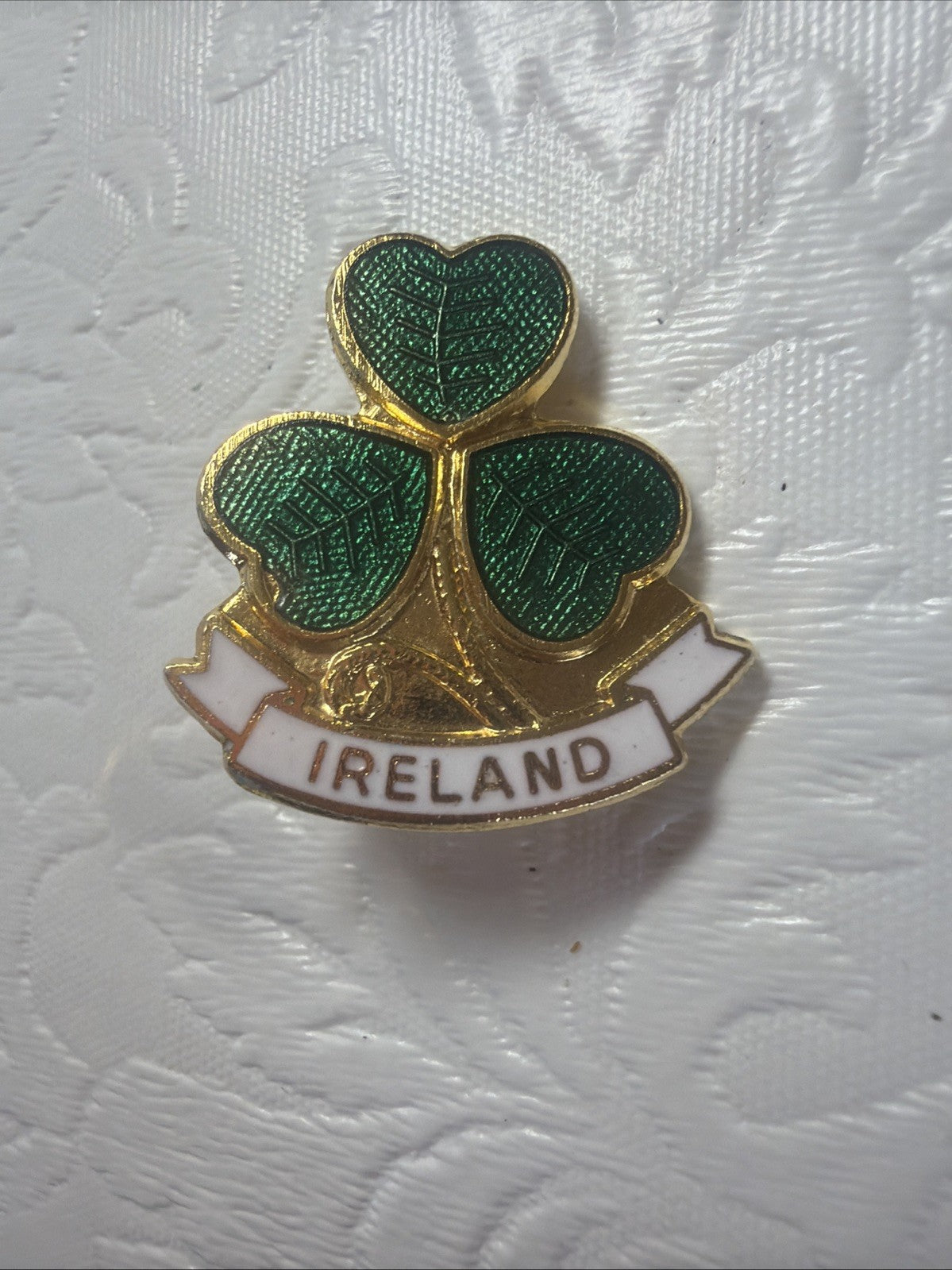 Vtg Lucky Irish Pin Brooch Shamrock Leprechaun Ireland Horseshoe Pearl Clover