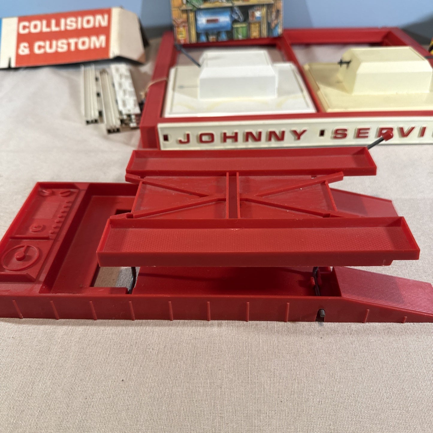 Vintage Topper Toys Johnny Service Gas Station Playset Car with Box Incomplete