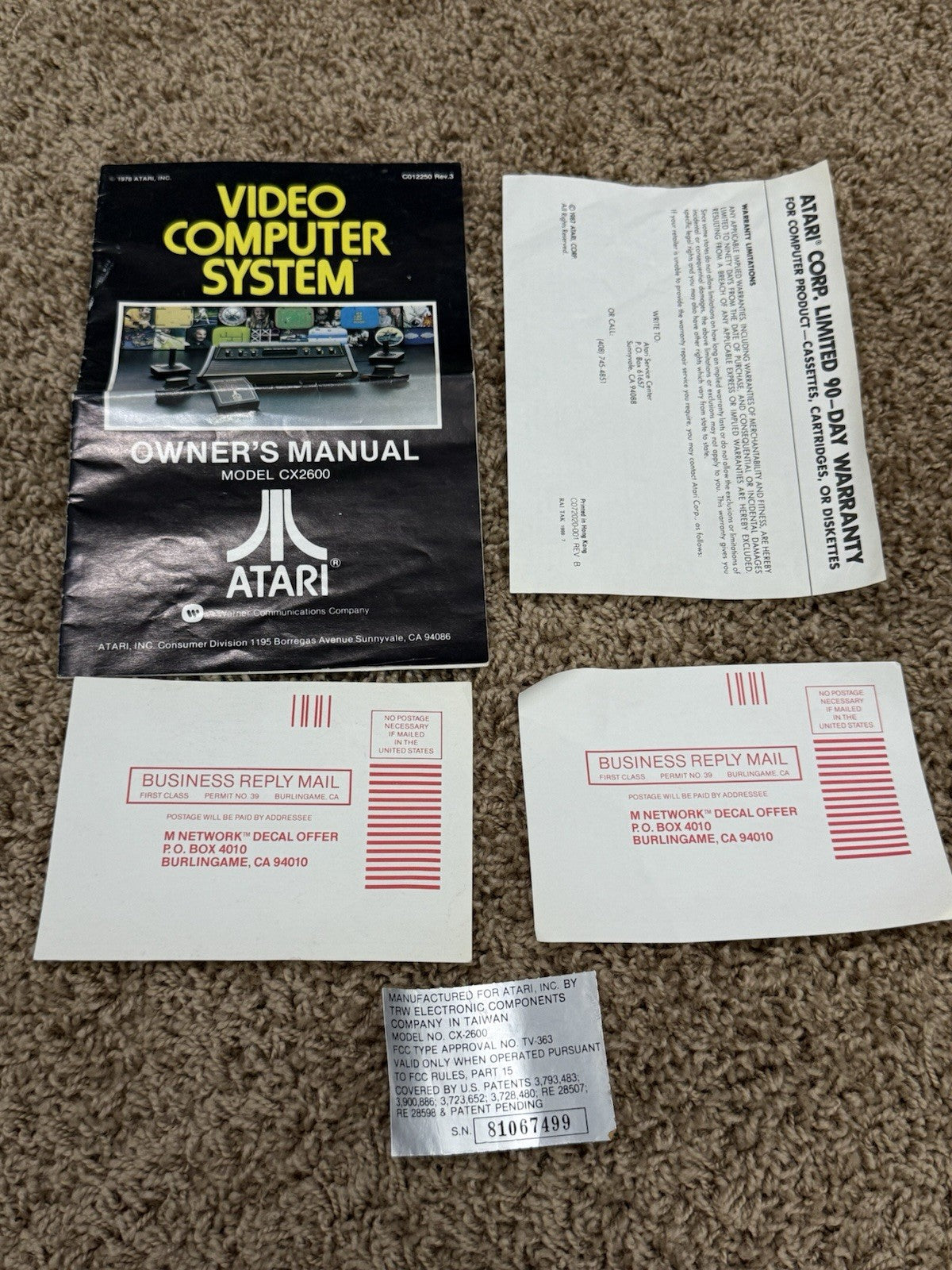 Atari 2600 Woodgrain Console 2 Controllers Paddles Pac Man Combat Games Bundle