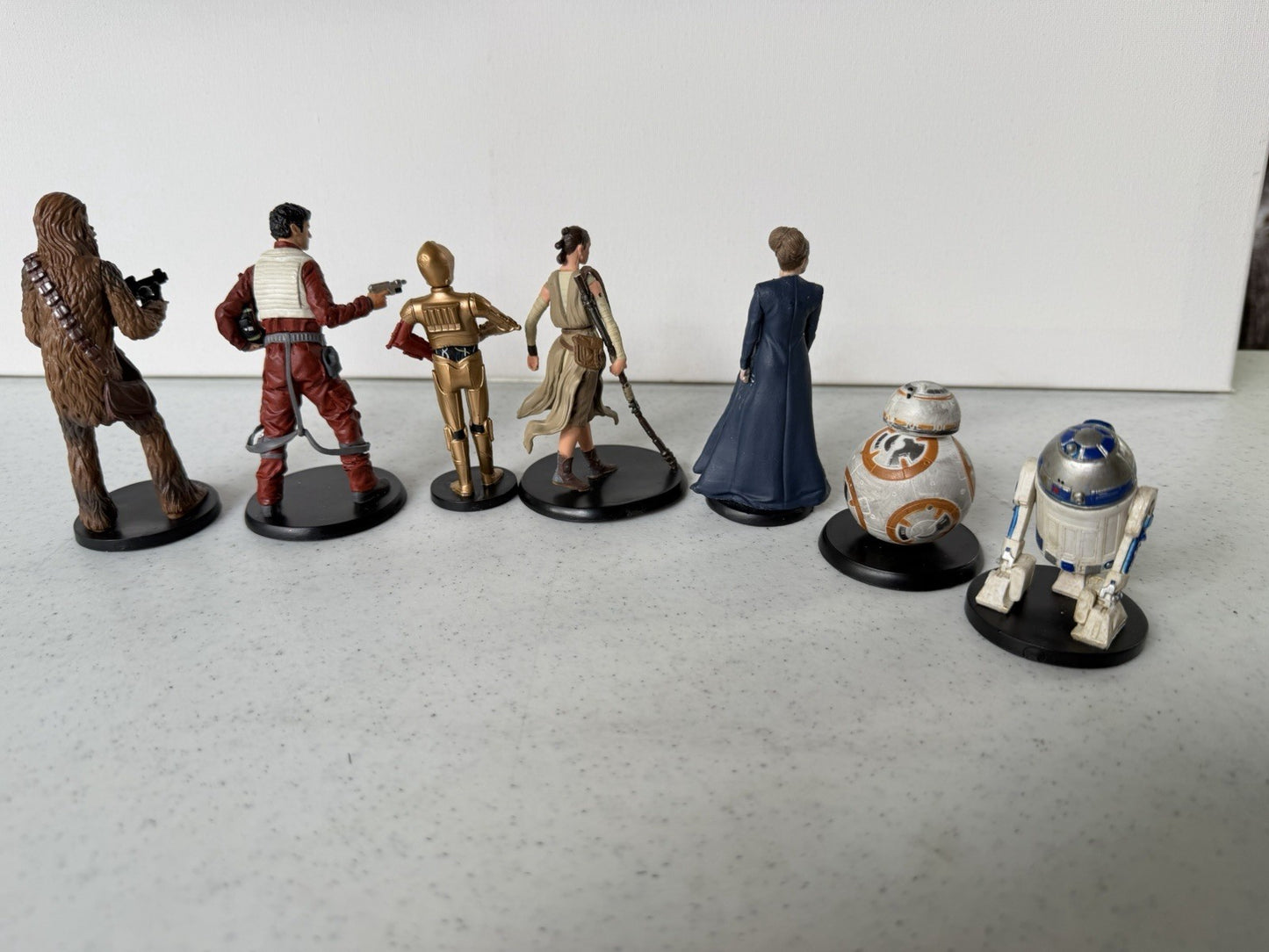 Disney Store Star Wars Figurine Set Chewbacca Rey BB-8 Leia Poe Lot of 7 items