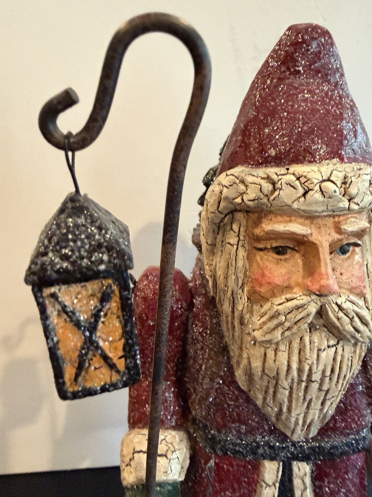 RSN Santa Lantern Figurine 39034 Primitive Folk Art Christmas Decor Holiday