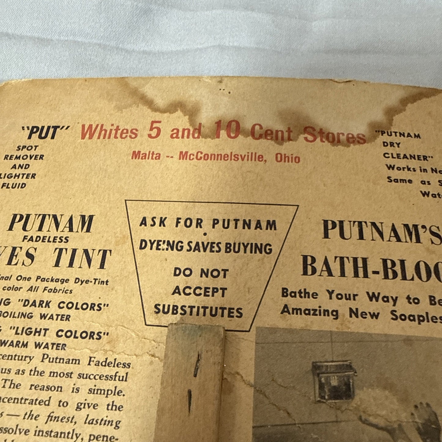 Rare Vintage Putnam Dyes Advertising Fan Art Nouveau Fairies Moth Display