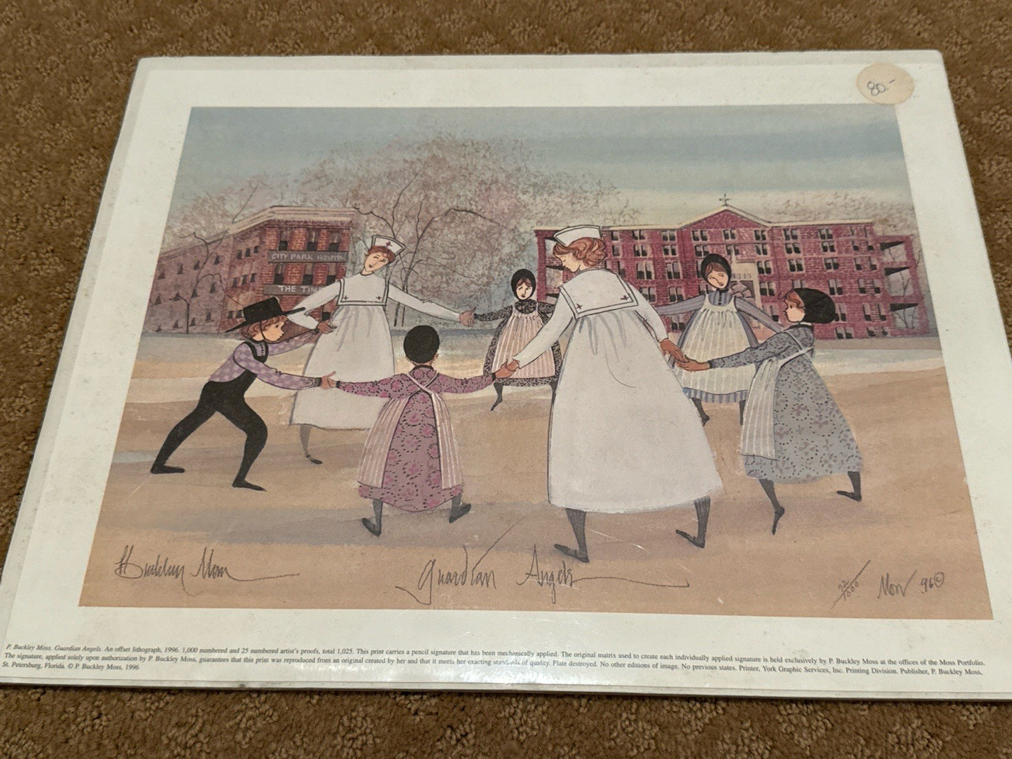 P Buckley Moss Guardian Angels 1996 Signed Lithograph 22/1000 Angel Art Print