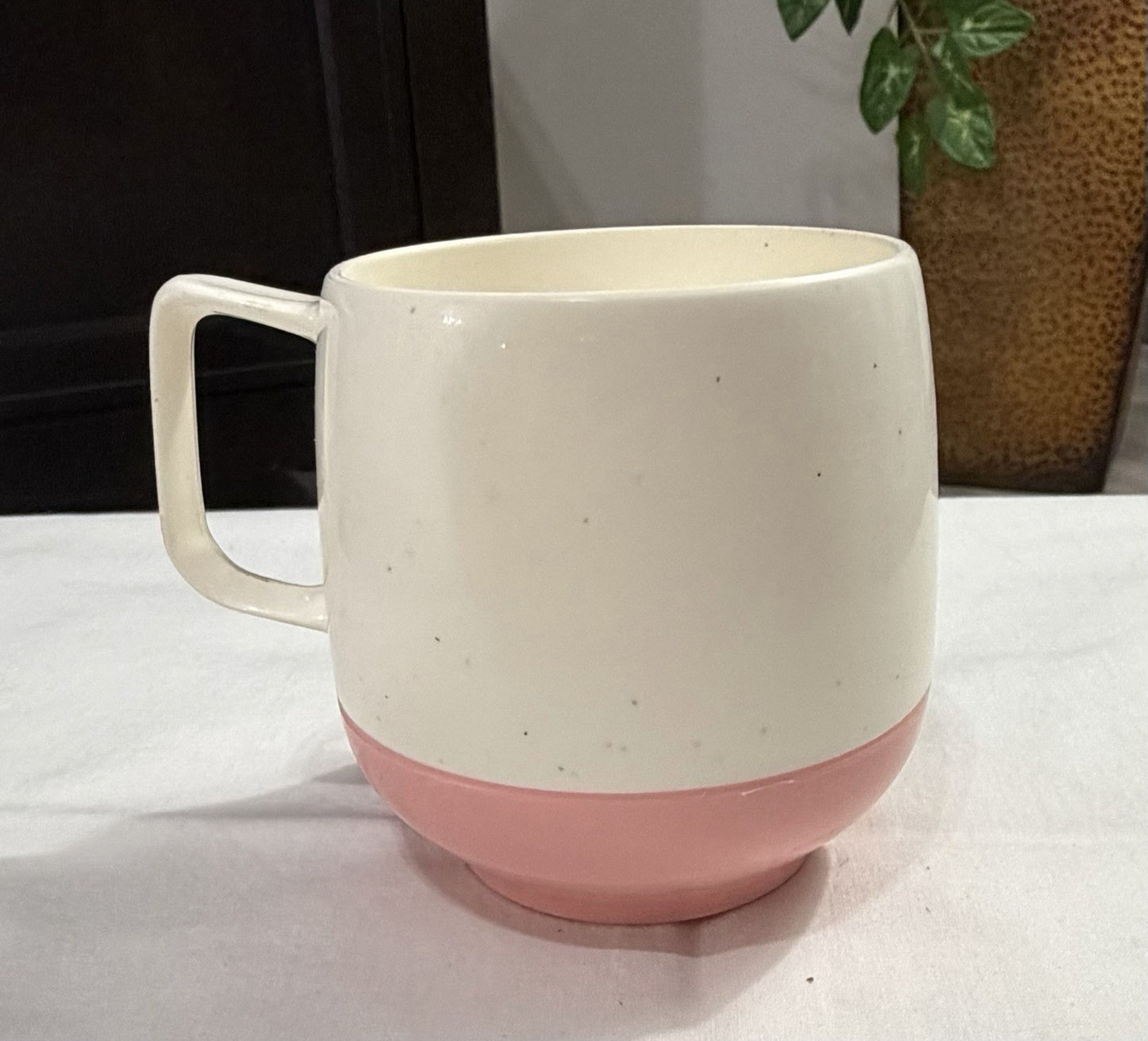 Bopp Decker Plastics Vacron Coffee Mug, Speckled White Pink, 10oz, Vintage Retro