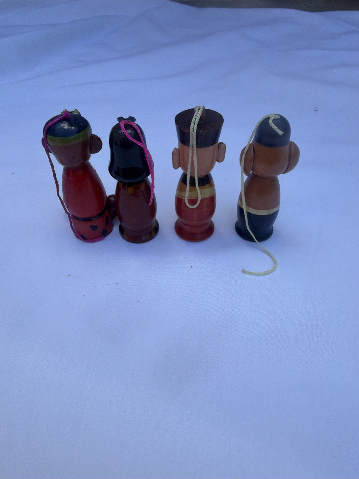 Vintage Journey to the West Wooden Ornament Set Monkey King Pigsy Boxed Figures