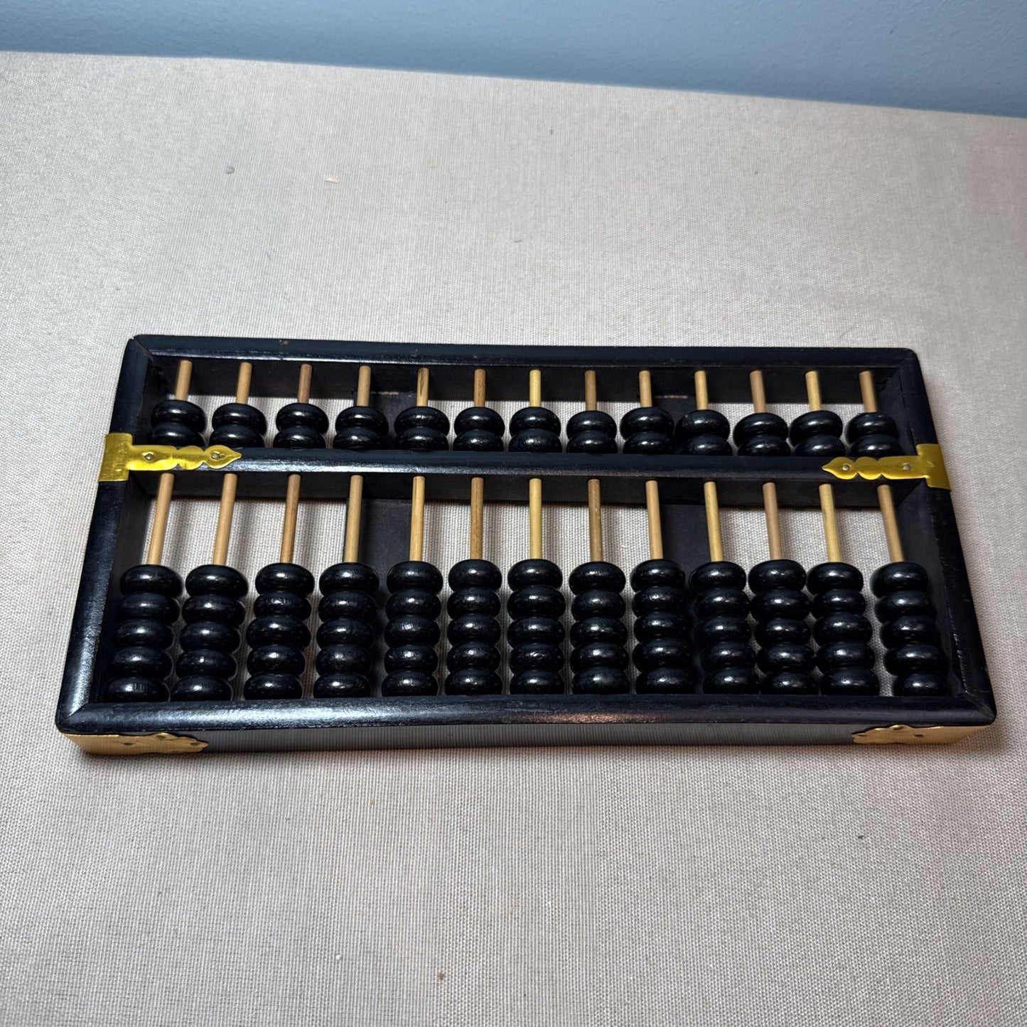 Vintage Lotus Flower Chinese Wooden Abacus 13 Row 91 Bead Counting Frame