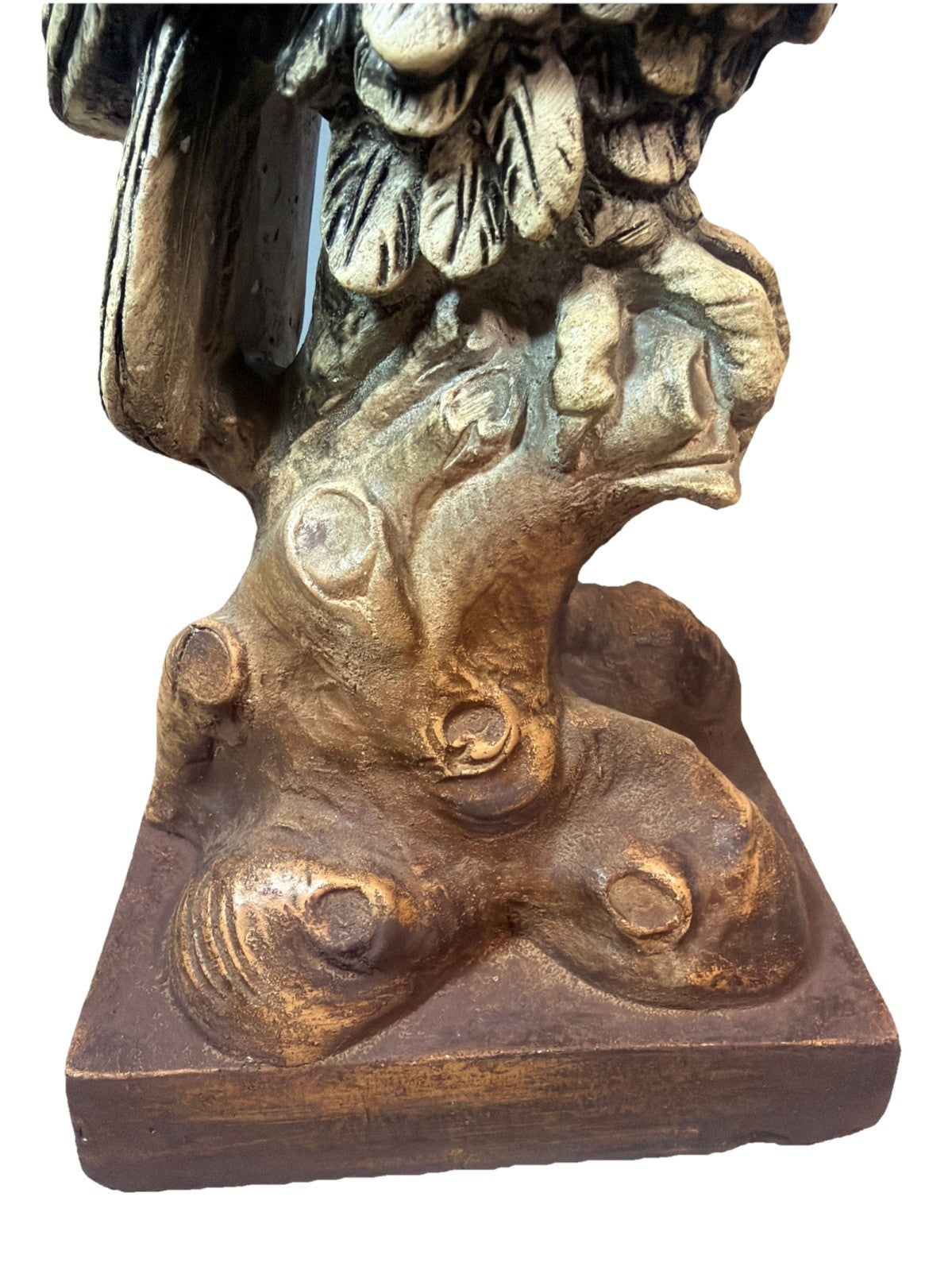 Vintage Chalkware Owl Statue 14.5" Mid Century Owl Figurine