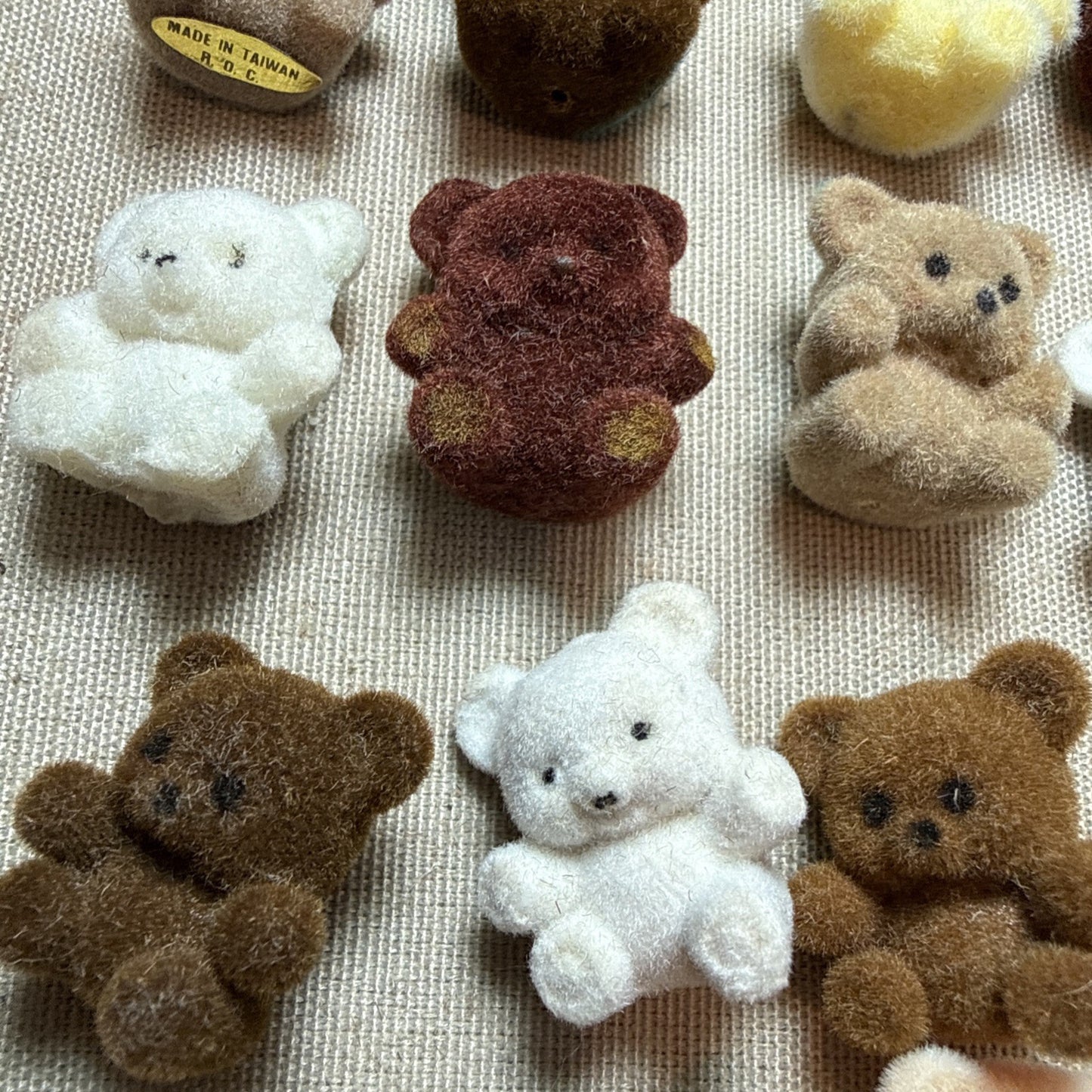 Lot of 42 Flocked Fuzzy Miniature Teddy Bears 1” Vintage Crafting Minis Dioramas