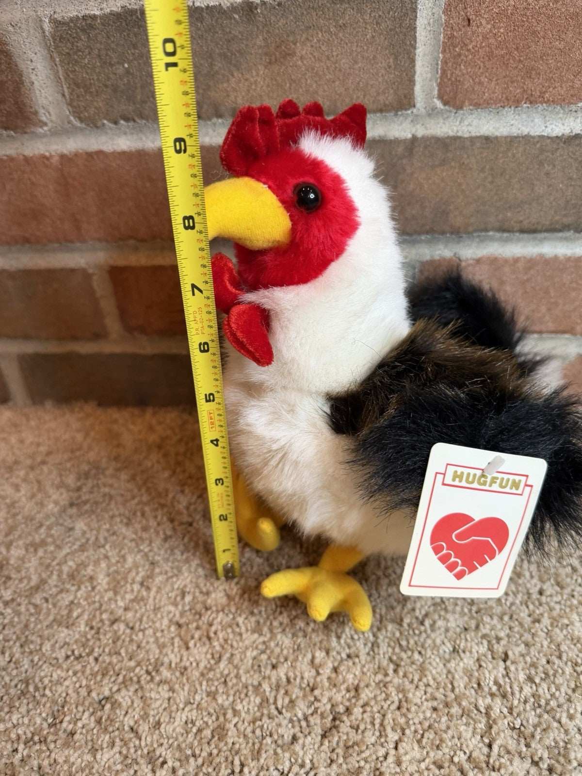 Hugfun Rooster Chicken Plush Stuffed Animal 2004 NWT 9.5 Inch Farmhouse Toy