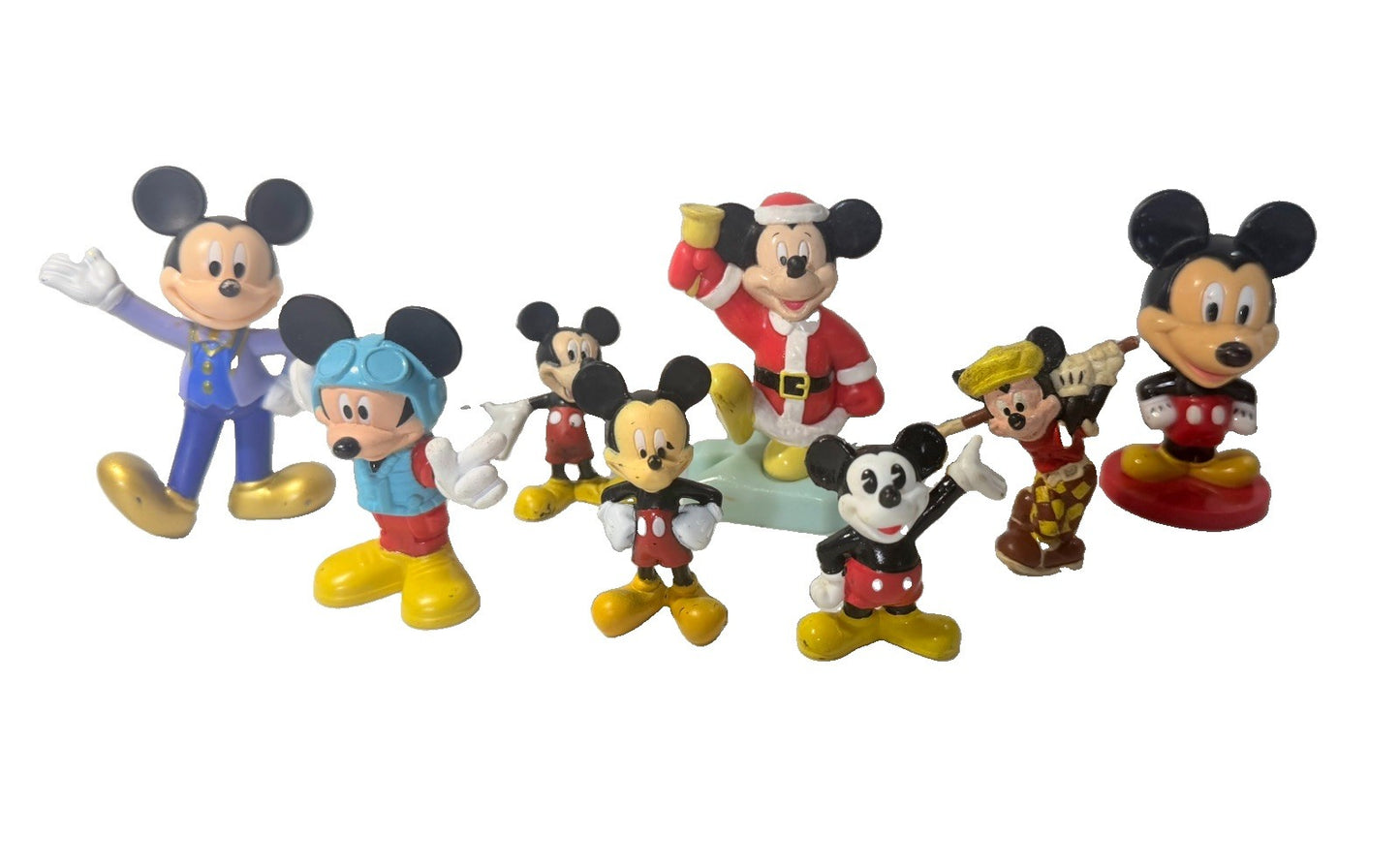 Disney Mickey Mouse Figure Lot 8pc Santa Aviator Classic Mattel Collectibles Toy