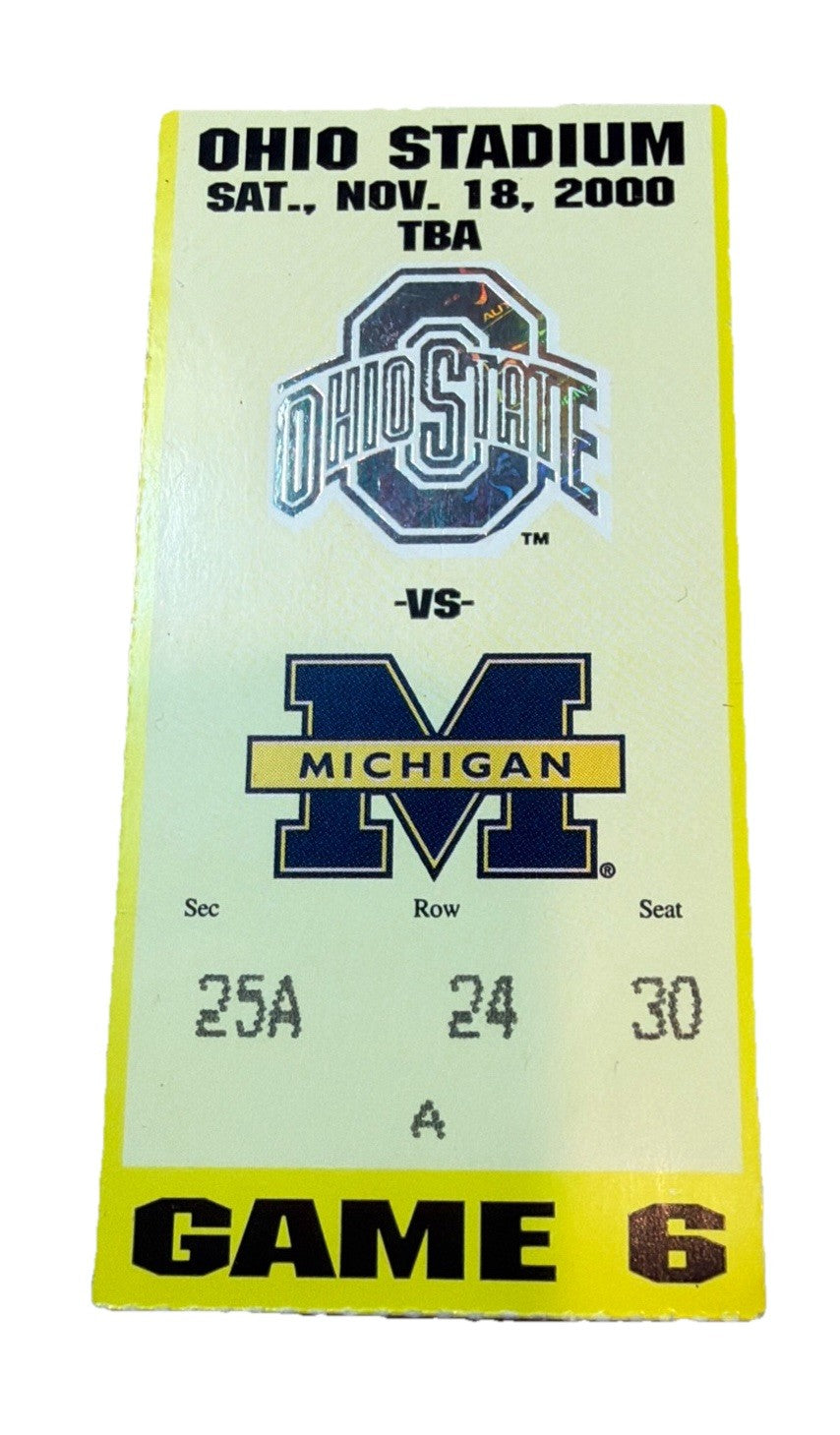 2000 Michigan at Ohio State Football Ticket Stub David Terrell 99 Yard TD
