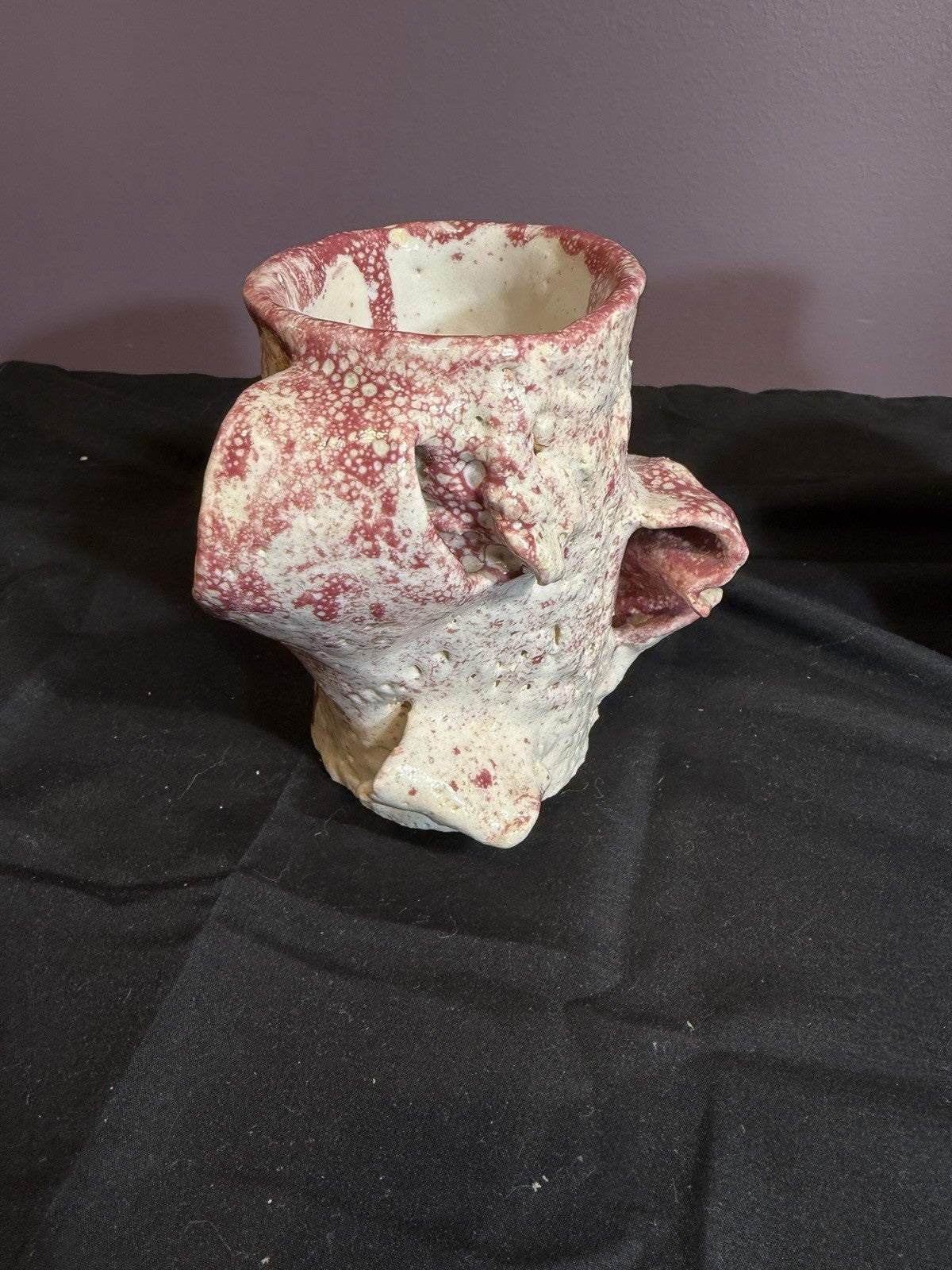 Handcrafted Ceramic Mugs Vases Set of 2 Blue Pink Decorative Cups 5"