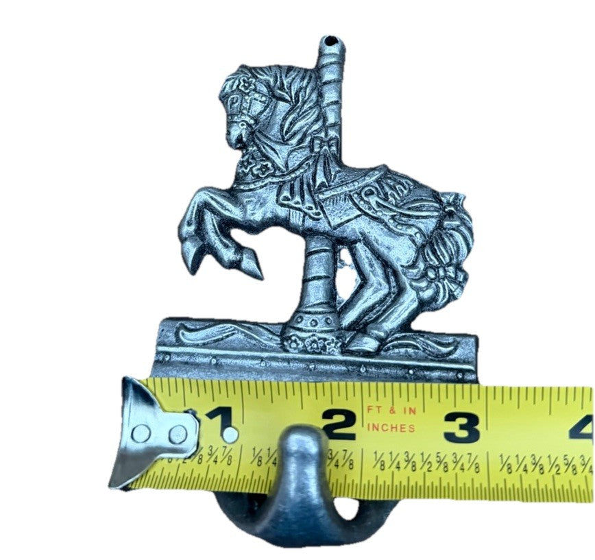 Pewter Carousel Horse Wall Hook Nursery Baby Room Decorative Hook