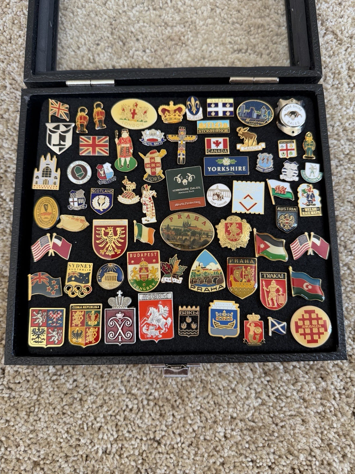 Hobbymaster Black Pin Collector Display Case with Large Travel Pin Collection