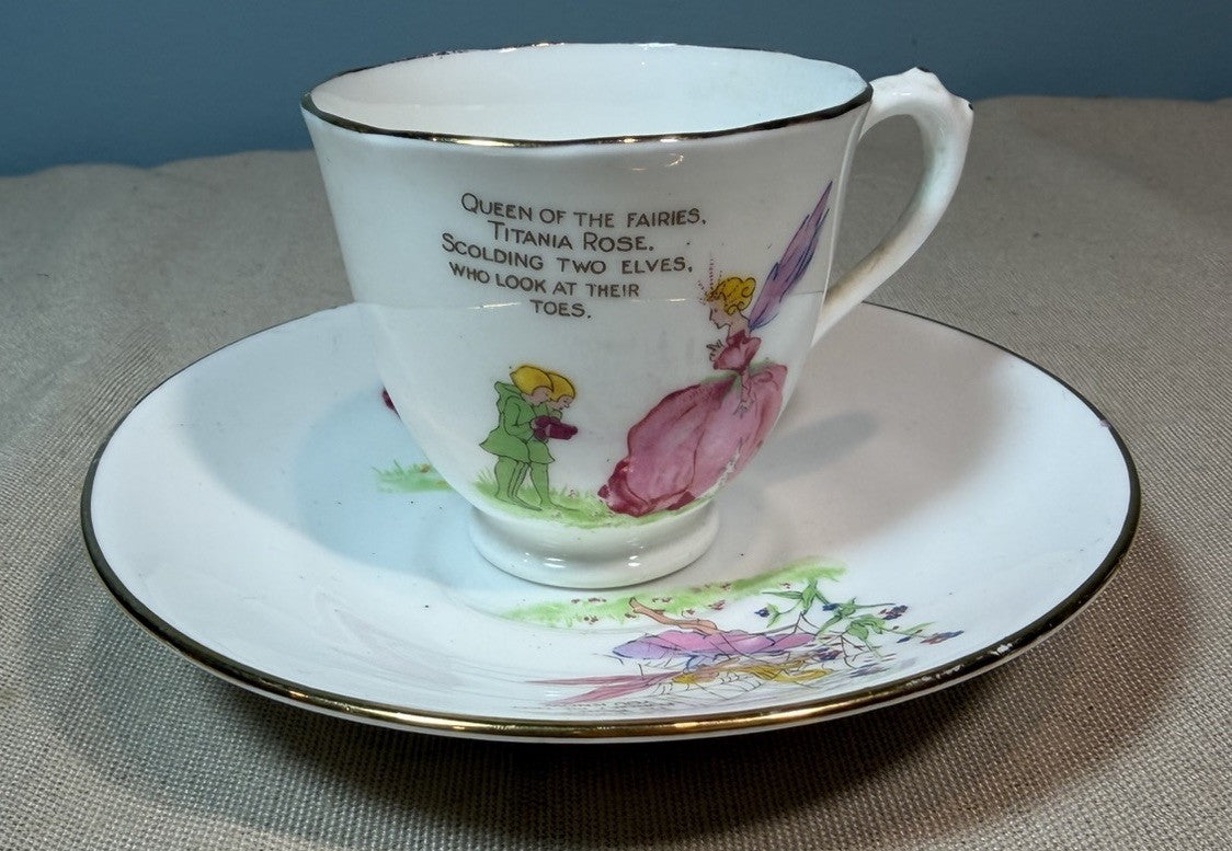 Chelsea Staffs Fairy Teacup Saucer Bone China Floral Tea Set Made in England