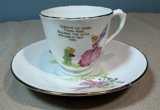 Chelsea Staffs Fairy Teacup Saucer Bone China Floral Tea Set Made in England