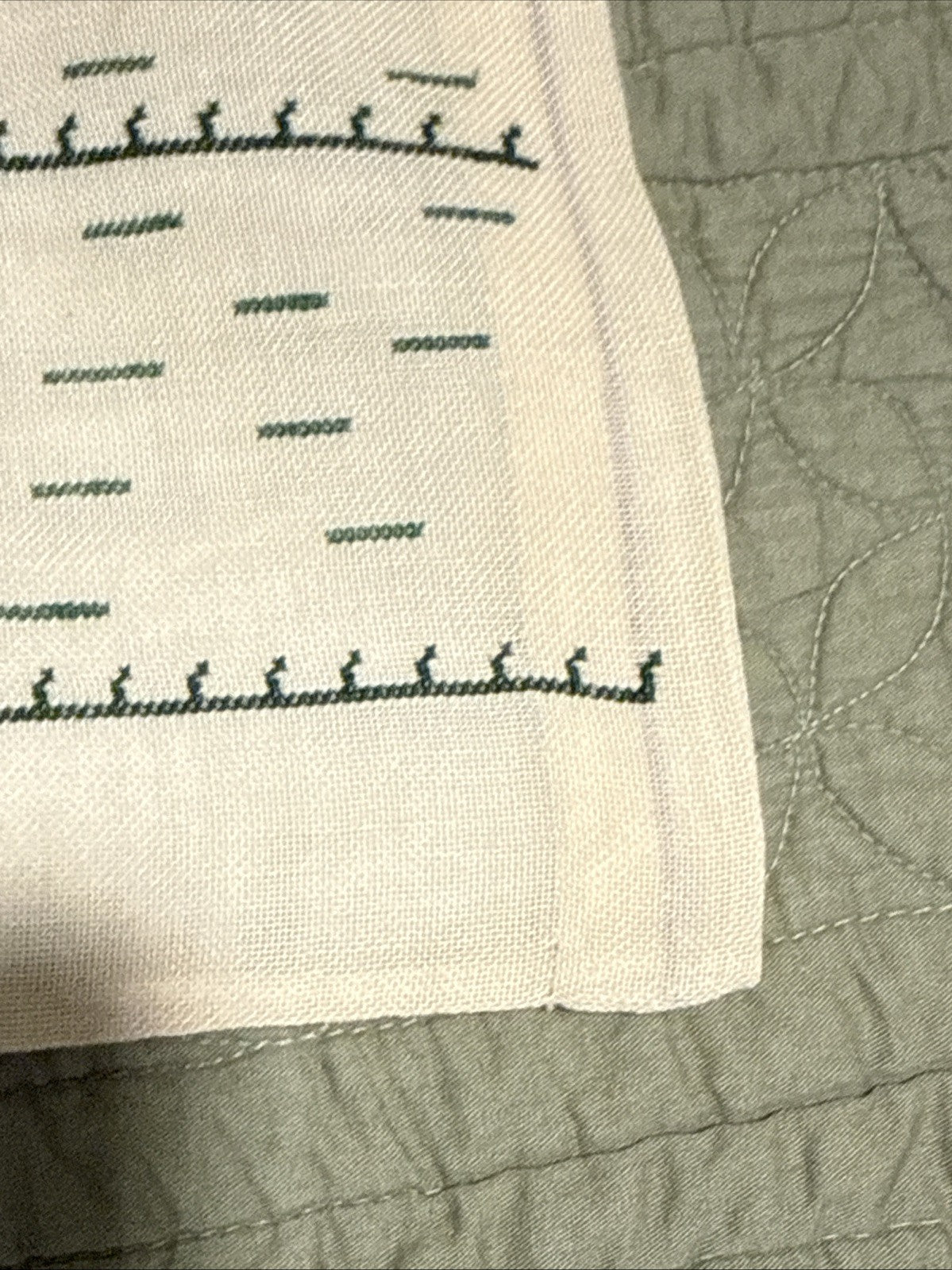 Vintage Hand Embroidered Middle Eastern Textile Panel Folk Art Desert Scene MCM