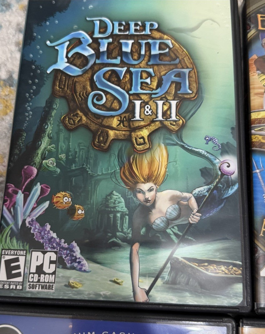 PC CD ROM Casual Game Lot 6 Mahjong Luxor Deep Blue Sea Legends Empires Windows