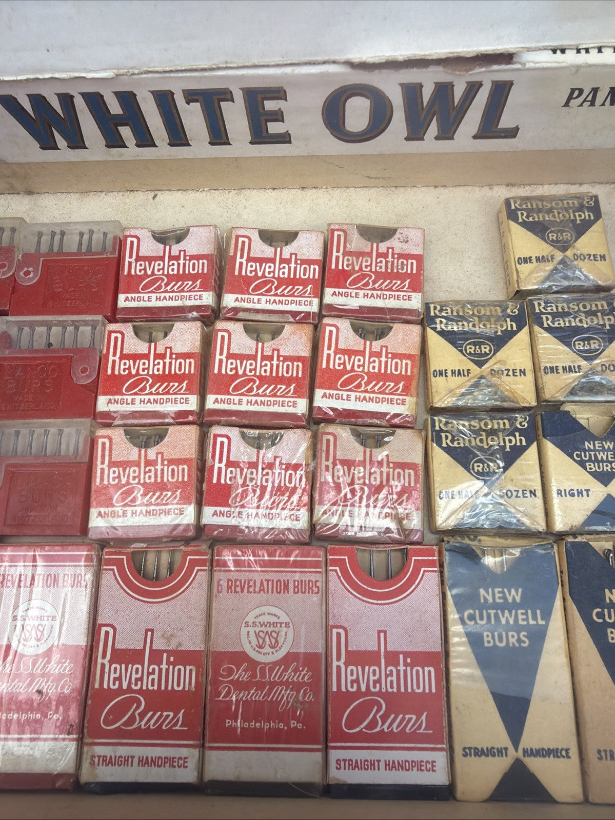 Vintage Revelation Dental Bur Box SS White Ransom Randolph Medical Display Case