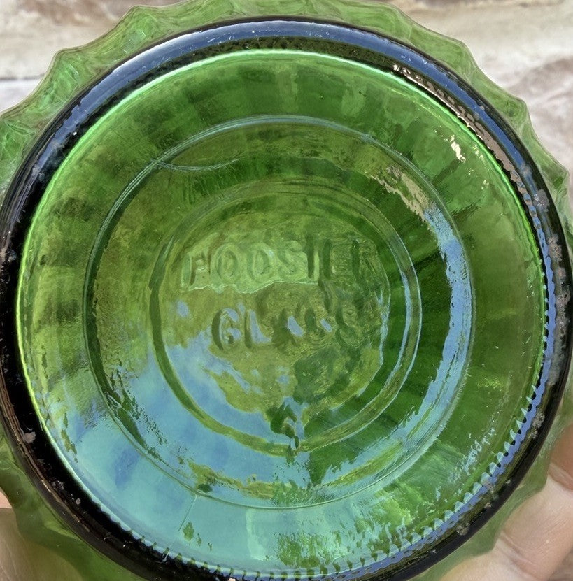 Vintage Hoosier Emerald Green Glass Vase Ribbed Mid Century 7”