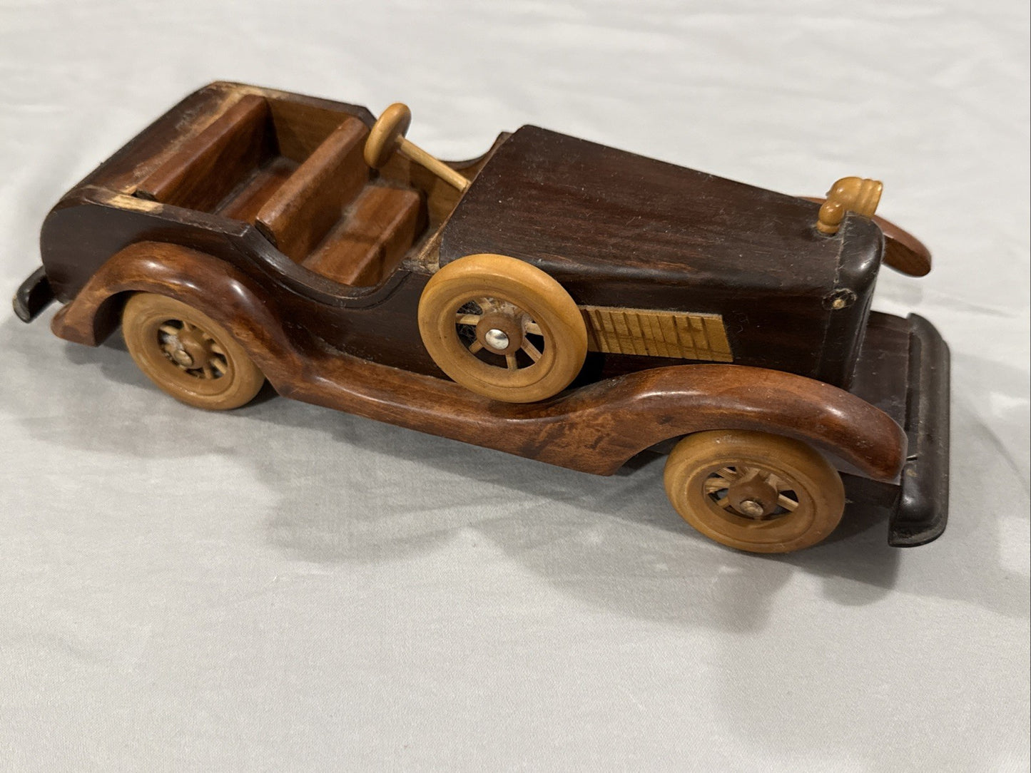 Vintage Handcrafted Wooden Car 12" Classic Handmade Display Incomplete