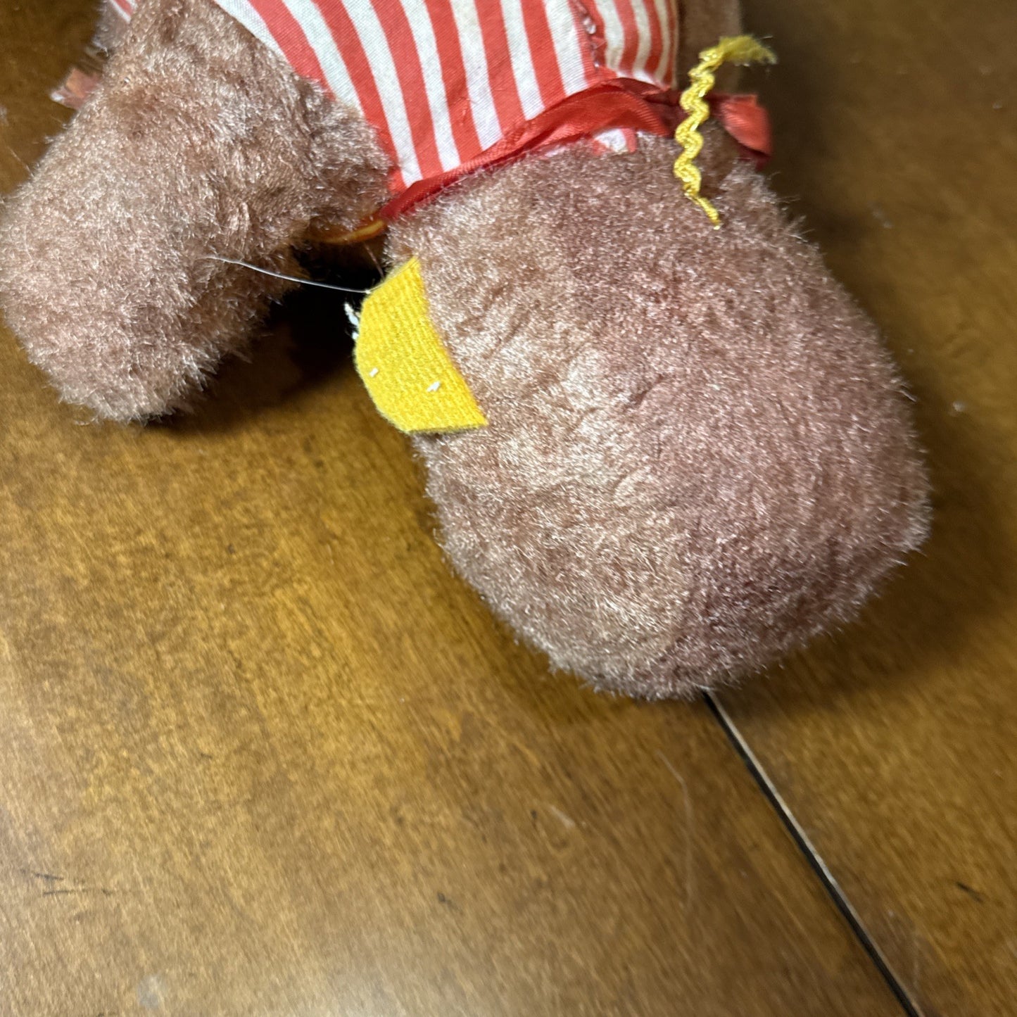 Vintage Superior Toy and Novelty Co Stuffed Monkey Red and White Striped Outfit