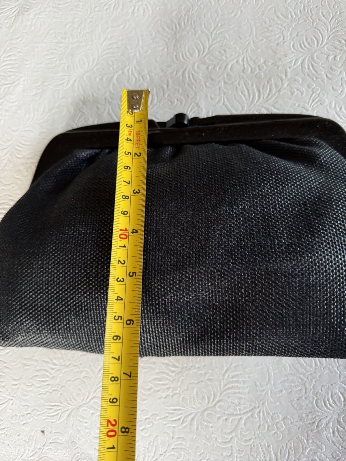 Vintage Italian Black Woven Plastic Frame Clutch Evening Purse Bag Made in Italy