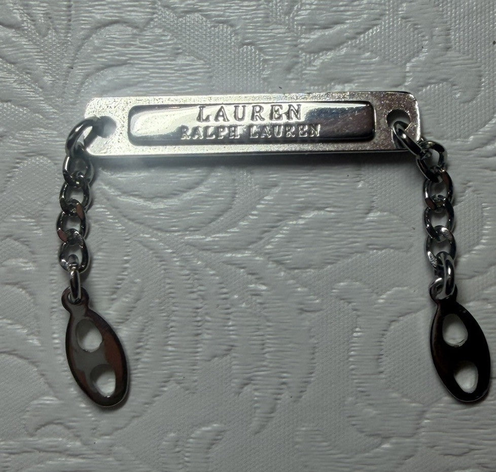 Lauren Ralph Lauren Silver Tone Chain Coat Hanger Replacement Label Tag Metal