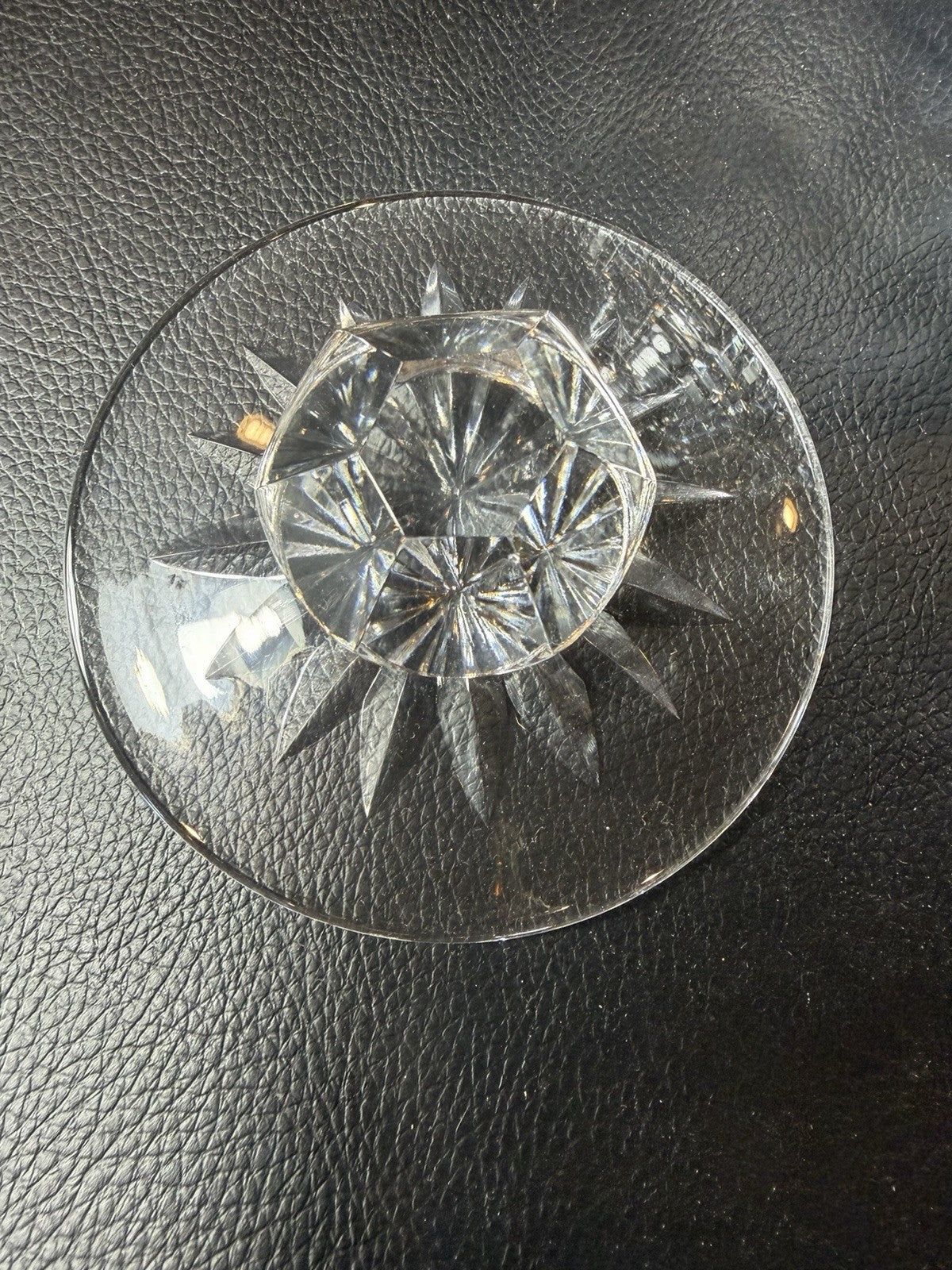 Vintage Heavy Cut Crystal Candy Apothecary Jar Lid Diamond Fan Pattern 6"