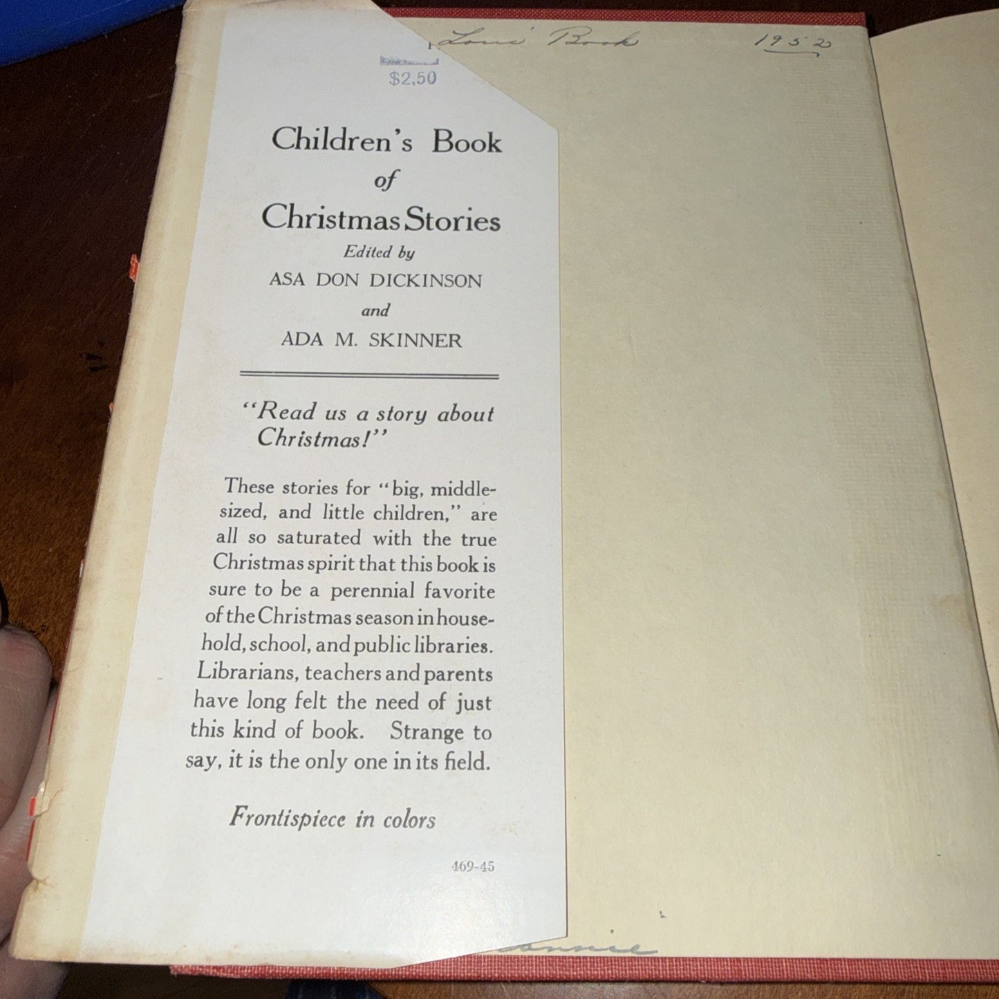 Vintage Children's Book Of Christmas Stories Asa Dickinson 1950 Hardcover