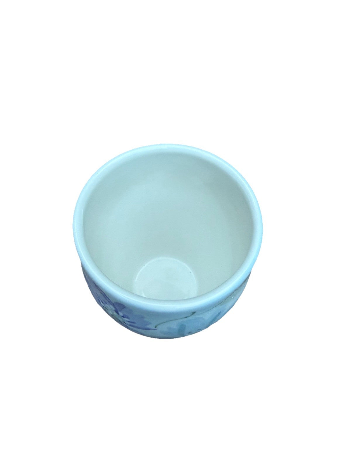 Hand Painted Ceramic Floral Tumbler Purple Blue Vintage Cup