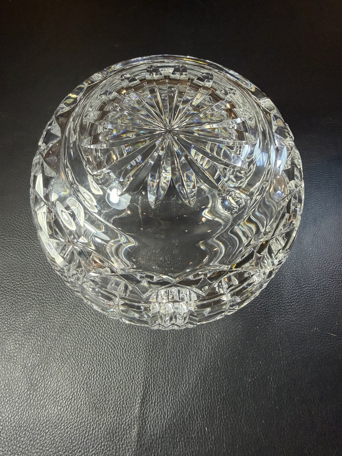 Vintage Heavy Cut Crystal Candy Apothecary Jar Lid Diamond Fan Pattern 6"