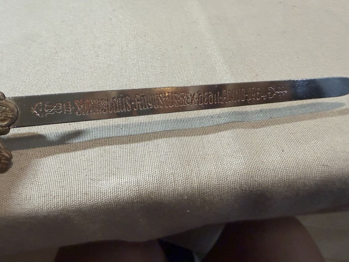 Vintage Stanislaus Augustus Rex 1764 Sword Letter Opener Souvenir Poland 9.5 Inc