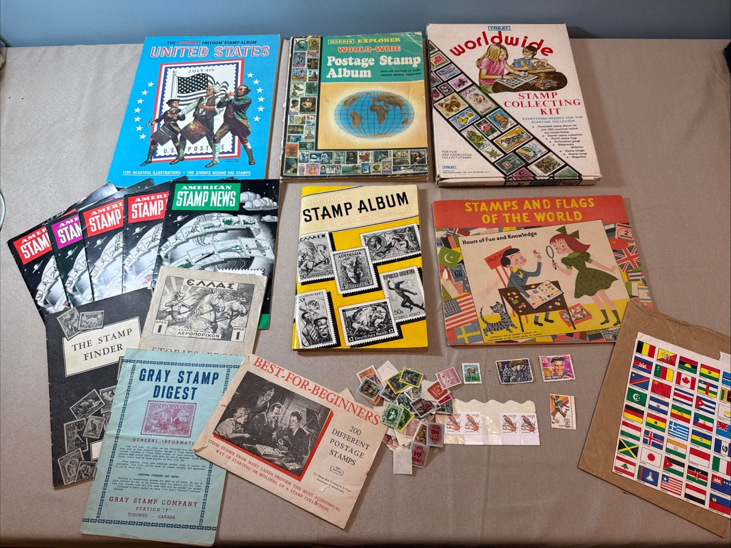 Vintage Stamp Collecting Lot Albums Harris Books American Worldwide Philately