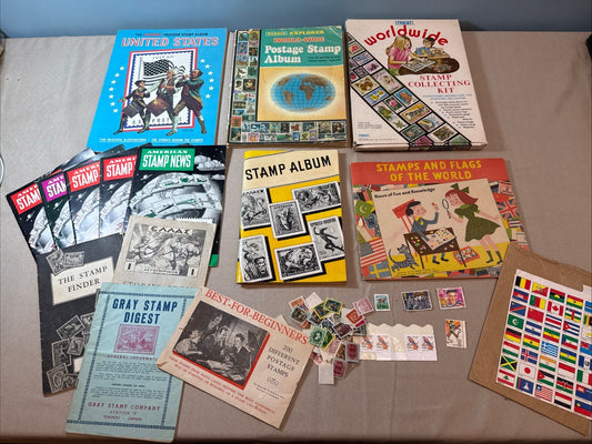 Vintage Stamp Collecting Lot Albums Harris Books American Worldwide Philately