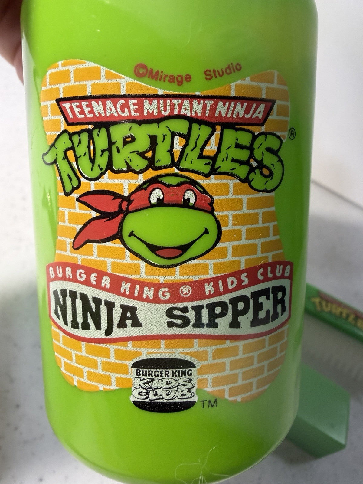 Vintage 1990 Burger King TMNT Ninja Sipper Bottle Complete Paperwork Premium Lot