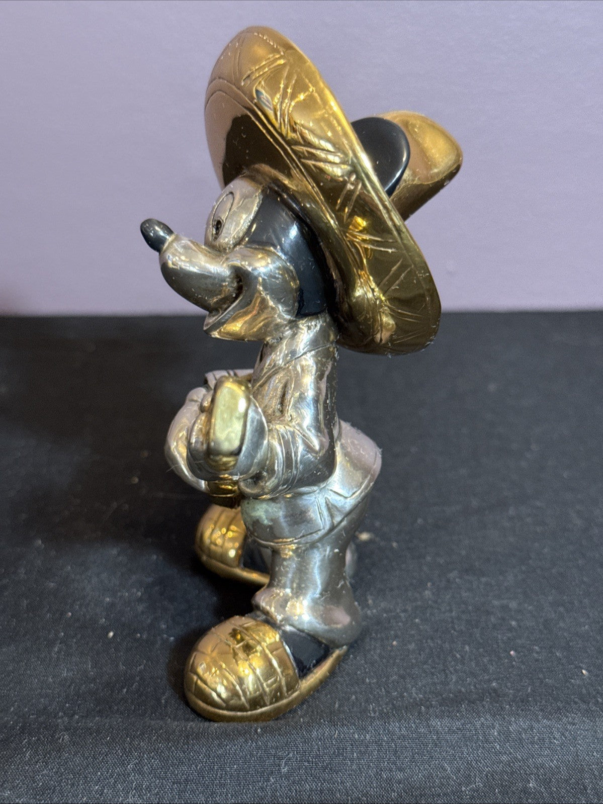 DArgenta Disney Mickey Mouse Sombrero Guitar Silver Gold Figurine 5"