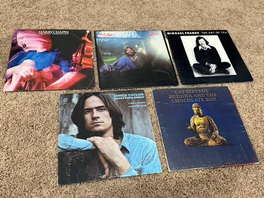 Vintage Vinyl LP Lot 5 James Taylor Cat Stevens Michael Franks Folk Rock Records