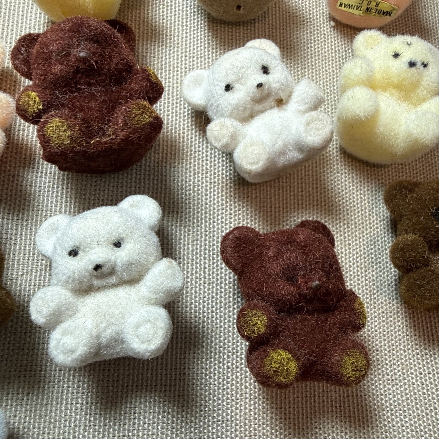 Lot of 42 Flocked Fuzzy Miniature Teddy Bears 1” Vintage Crafting Minis Dioramas