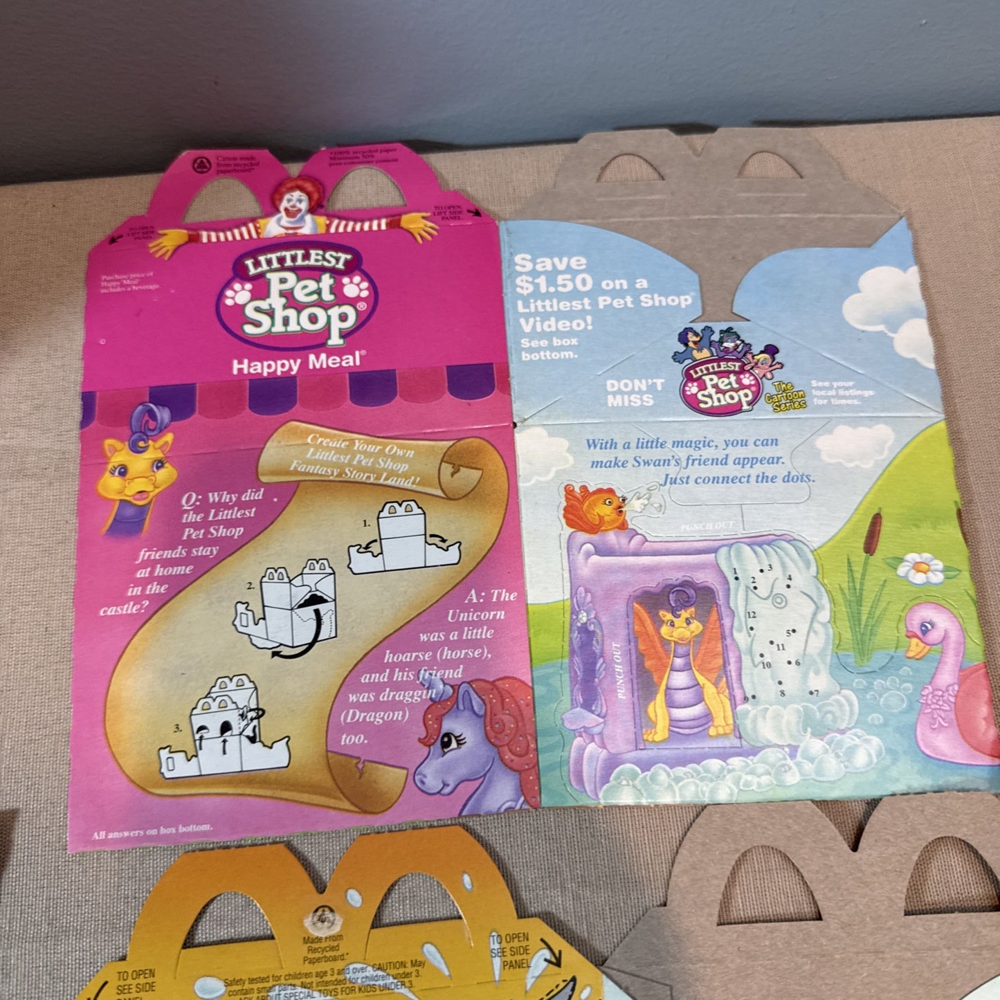 Vintage McDonalds Taco Bell Kids Meal Box Lot 10 Barbie Ariel Shaq Looney Toons