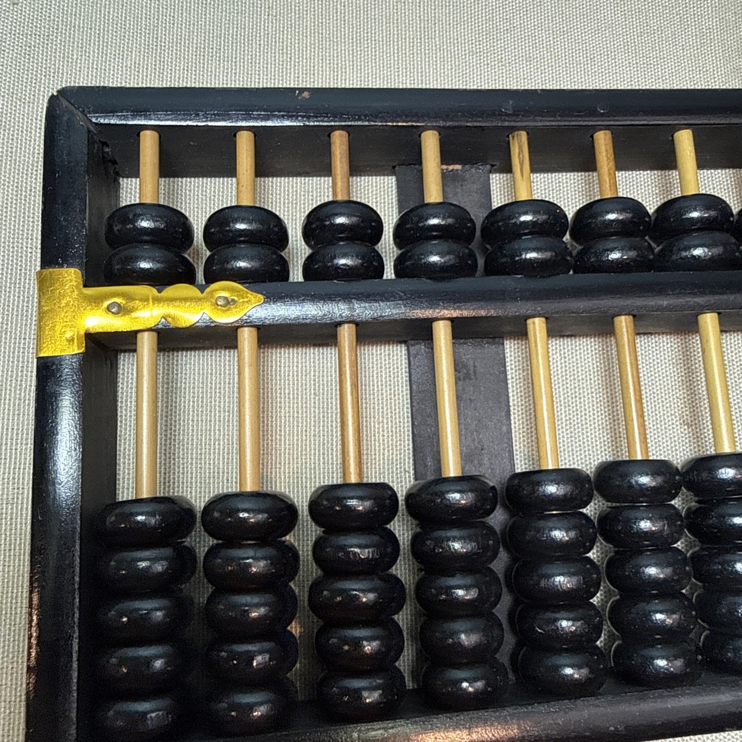 Vintage Lotus Flower Chinese Wooden Abacus 13 Row 91 Bead Counting Frame